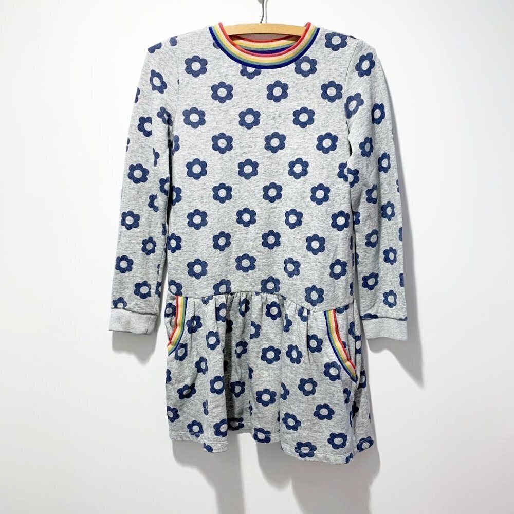 Mini Boden Long Sleeve Floral Sweatshirt Dress Size 11/12 Rainbow